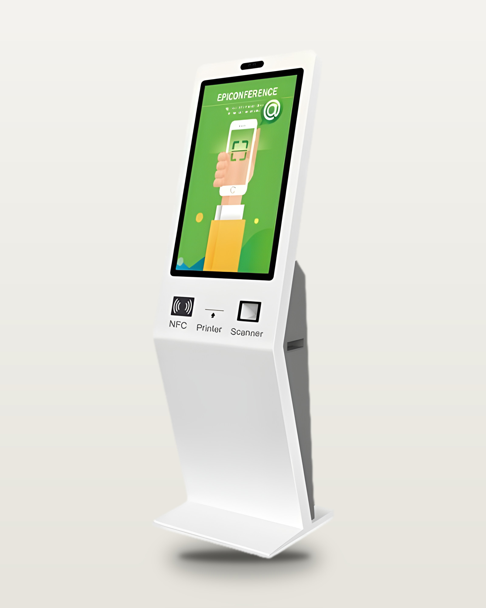 A pavimento: Reception, palestre, negozi: struttura autoportante con stampante, scanner e NFC.